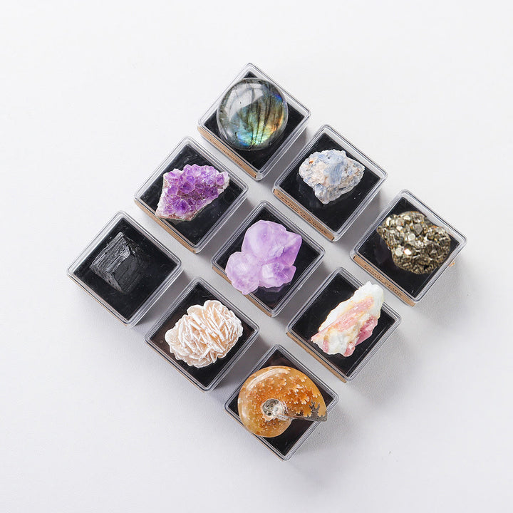 Juego de 9 cristales naturales Olivenorma en caja de regalo