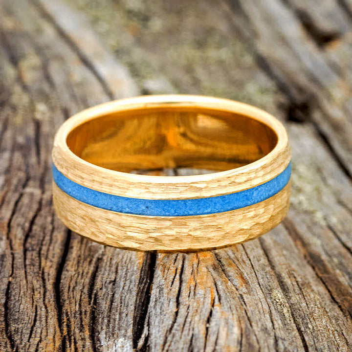 VERTIGO - Anillo de bodas de turquesa martillada 