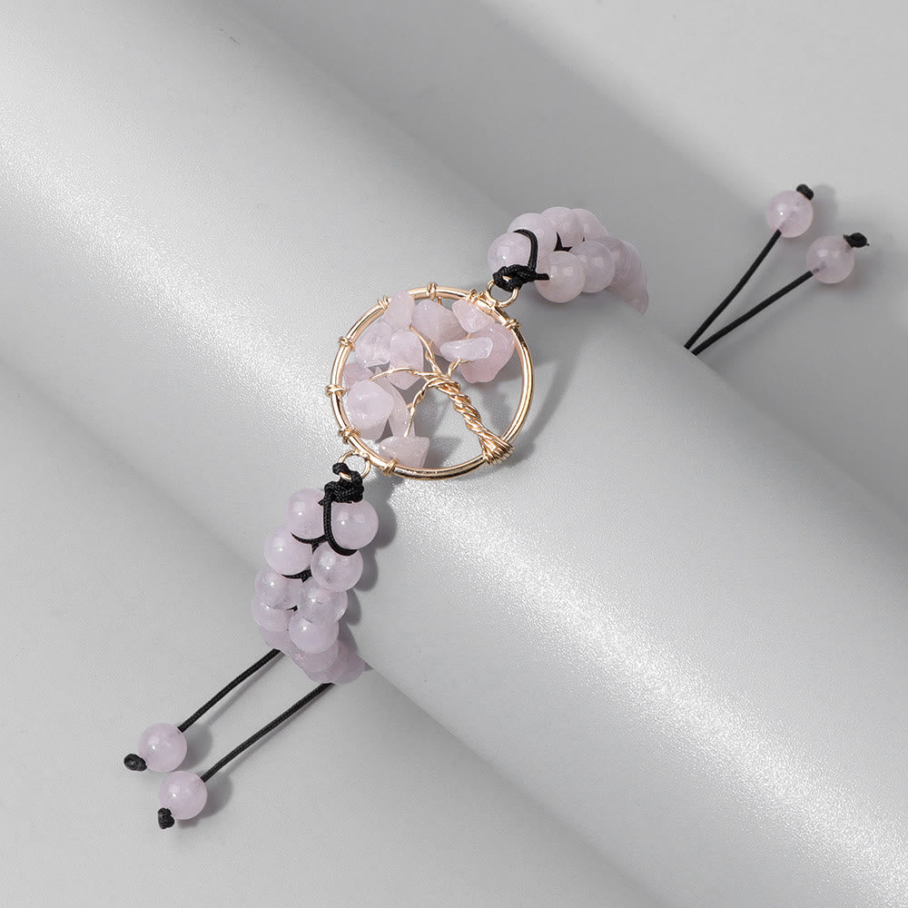 Pulsera de árbol de la vida trenzada doble con cuentas de 6 mm de Olivenorma