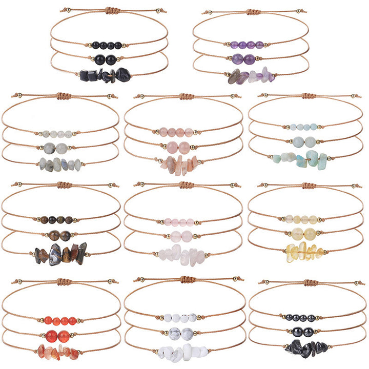 Juego de pulseras trenzadas con cuentas de grava de Olivenorma