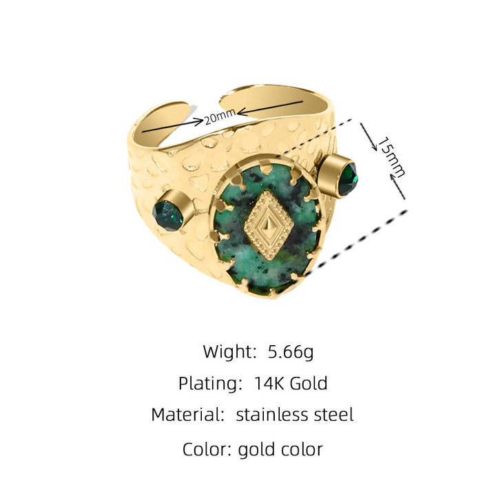 Anillo ajustable con turquesa africana de Olivenorma