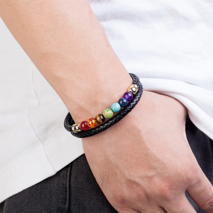 Pulsera de equilibrio de chakras de cristal natural. 