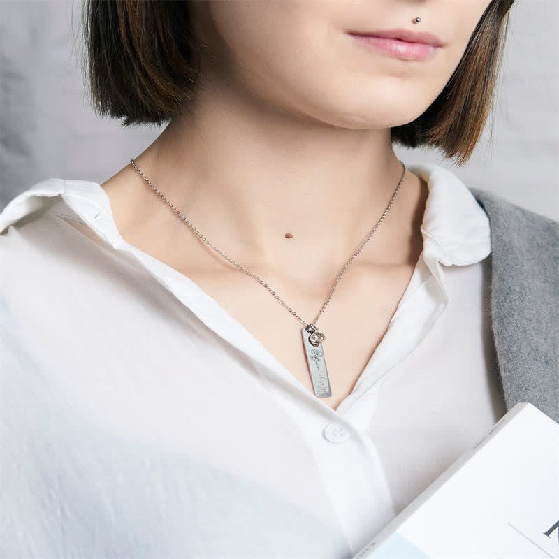 Collar con nombre y flor de nacimiento personalizados de Olivenorma