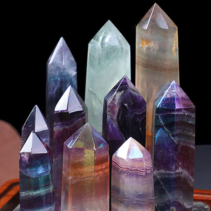 Varitas de cristal Reki de corteza natural de fluorita