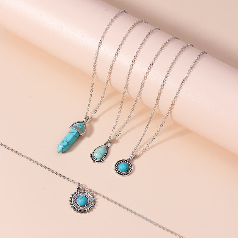 Conjunto de collar multicapa con pendientes y turquesa de Olivenorma