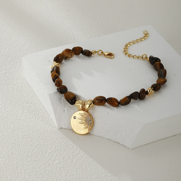 Pulsera de cobre de 18 quilates con piedra natural multicolor irregular de Olivenorma