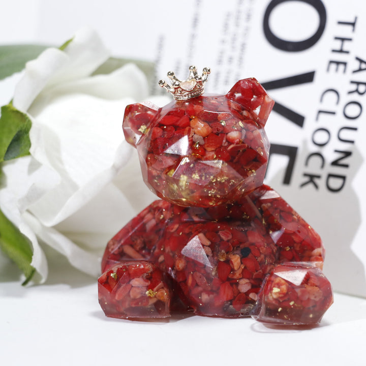Adorno de oso de resina con grava de cristal de Olivenorma , decoración con piedras preciosas