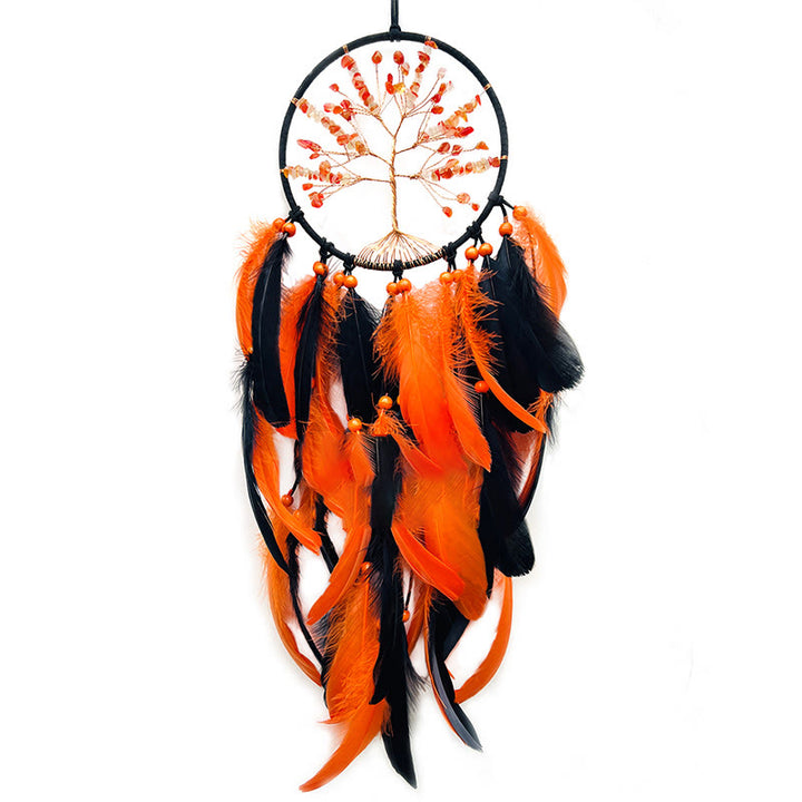 Atrapasueños del árbol de la vida de ágata amarilla de Olivenorma 