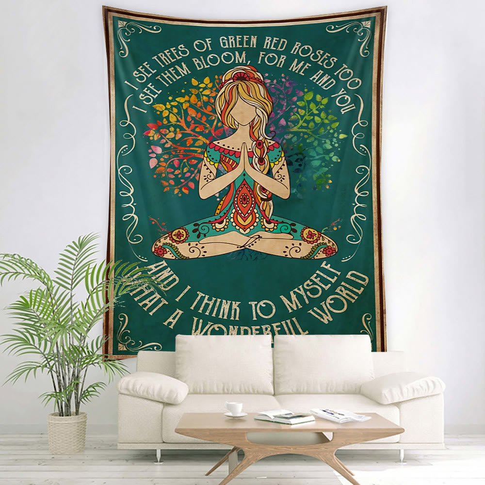 Tapiz con patrón de chakras para meditación de yoga de Olivenorma