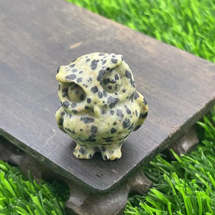 Adorno de búho de cristal natural de 3,5 cm de Olivenorma con piedras preciosas decorativas