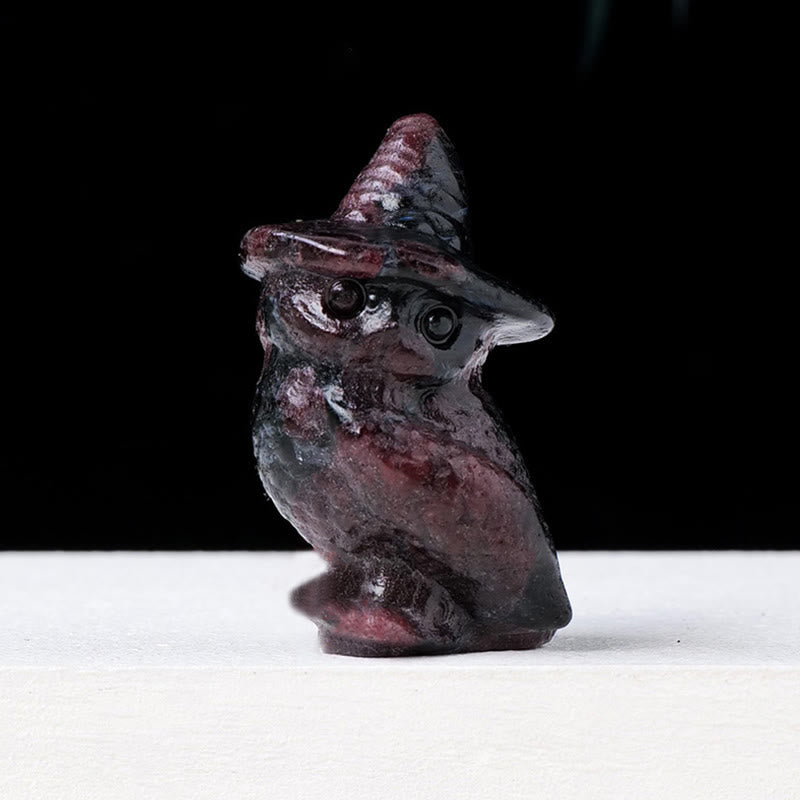 Adorno con piedras preciosas talladas en forma de búho de cristal para Halloween de Olivenorma 