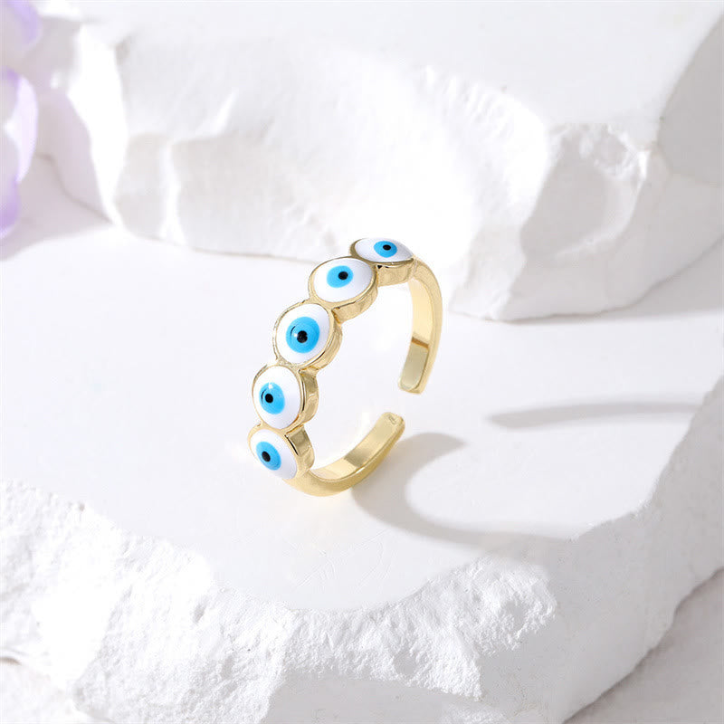 Anillo ajustable de resina epoxi con forma de ojo malvado de Olivenorma 