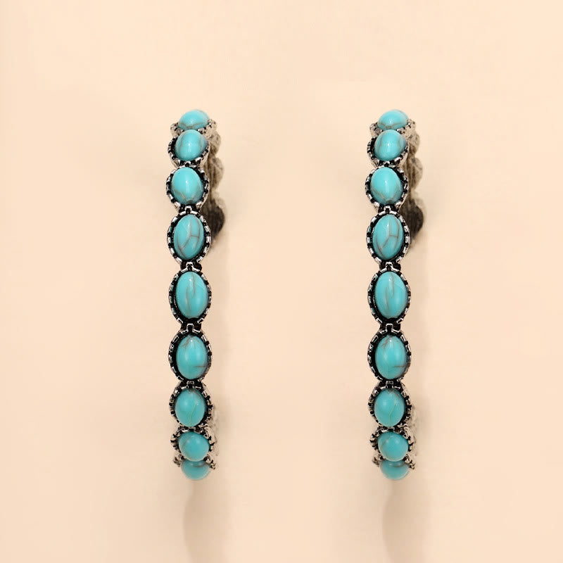 Pendientes de aro grandes con turquesa natural C de Olivenorma