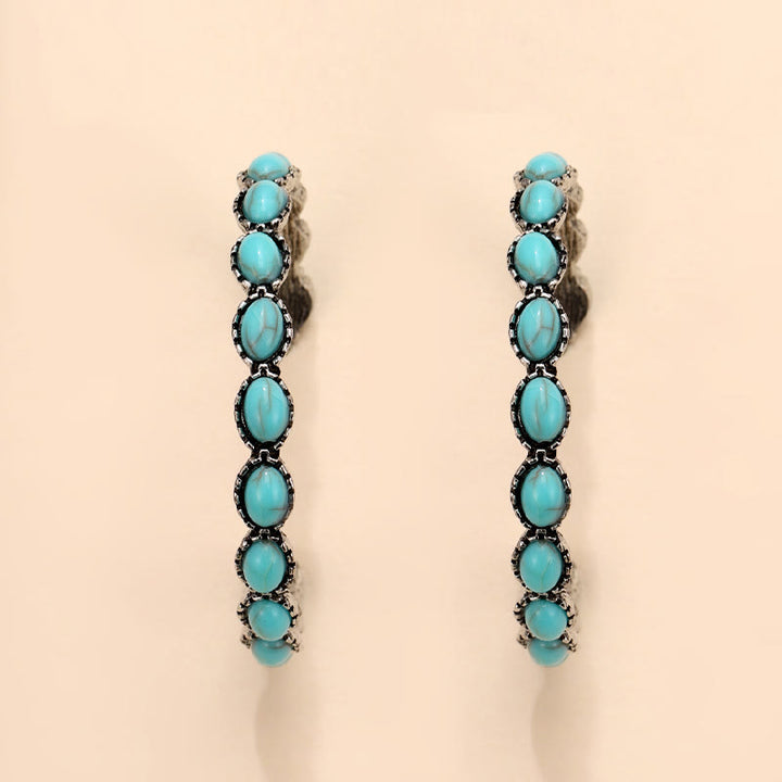 Pendientes de aro grandes con turquesa natural C de Olivenorma