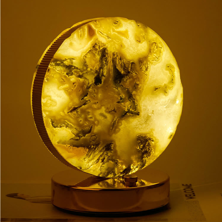 Lámpara de mesa de noche de piedra de cristal natural Olivenorma Decoración con piedras preciosas