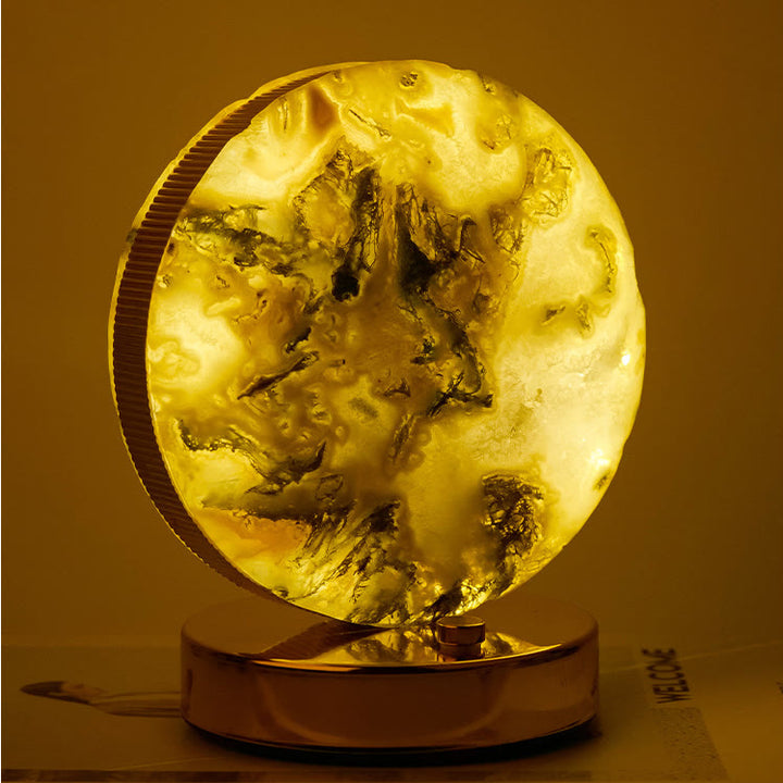 Lámpara de mesa de noche de piedra de cristal natural Olivenorma Decoración con piedras preciosas