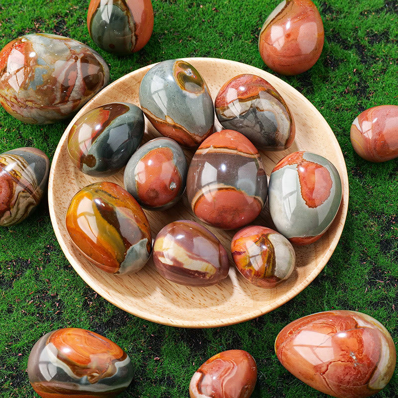 Huevos de cristal de ágata oceánica natural de Olivenorma