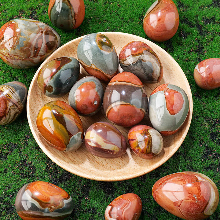 Huevos de cristal de ágata oceánica natural de Olivenorma