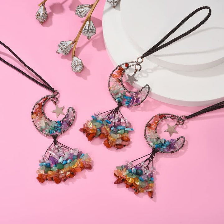 Carillón de viento de cristal para chakras de la luna y la estrella de Olivenorma