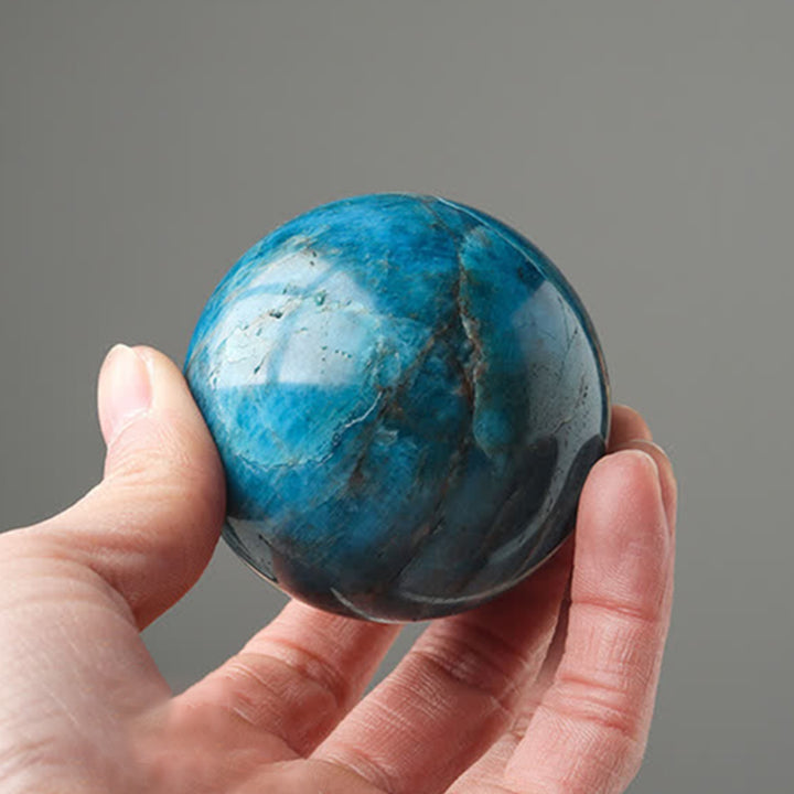 Esfera de cristal de apatita azul para fortalecer 