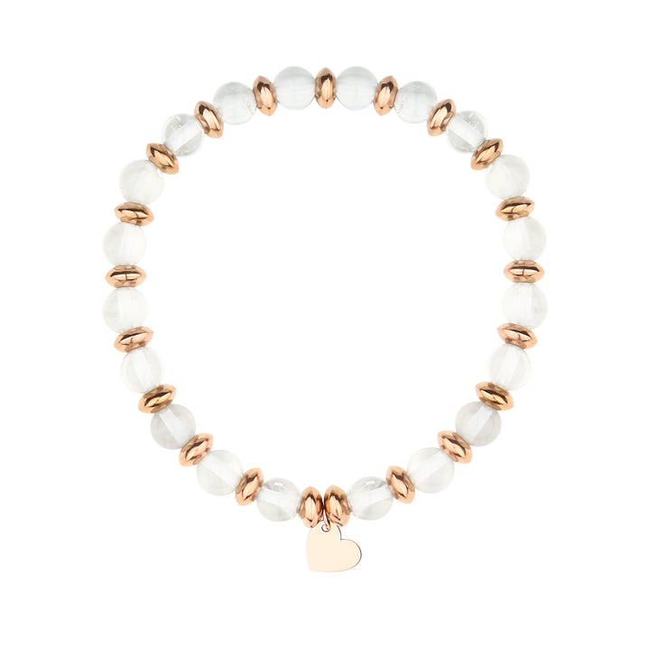 Pulsera con colgante de corazón de metal con cuentas de cristal natural de Olivenorma