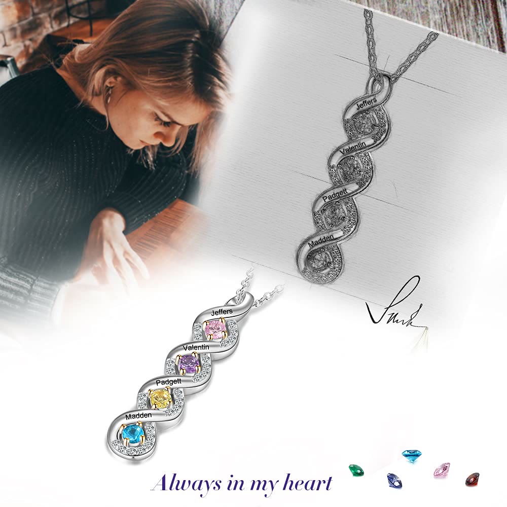 Collar con nombre grabado en piedra natal para mujer de Olivenorma