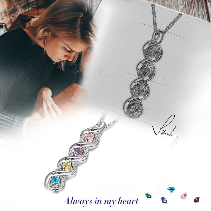 Collar con nombre grabado en piedra natal para mujer de Olivenorma