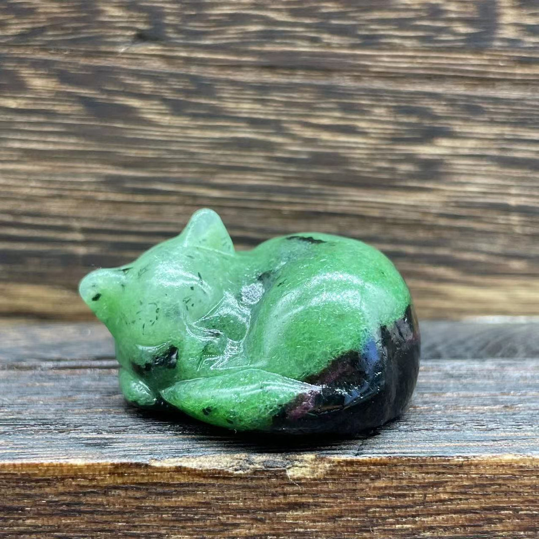 Adorno con piedras preciosas de gato de cristal natural de 4 cm de Olivenorma