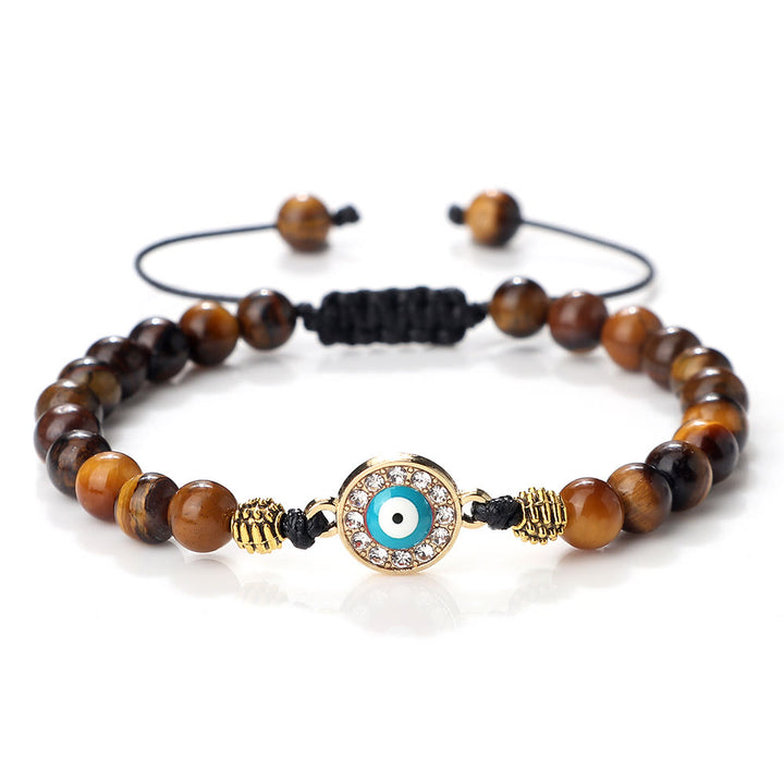 Pulsera de cuentas de circonita de piedra natural de 6 mm de Olivenorma 