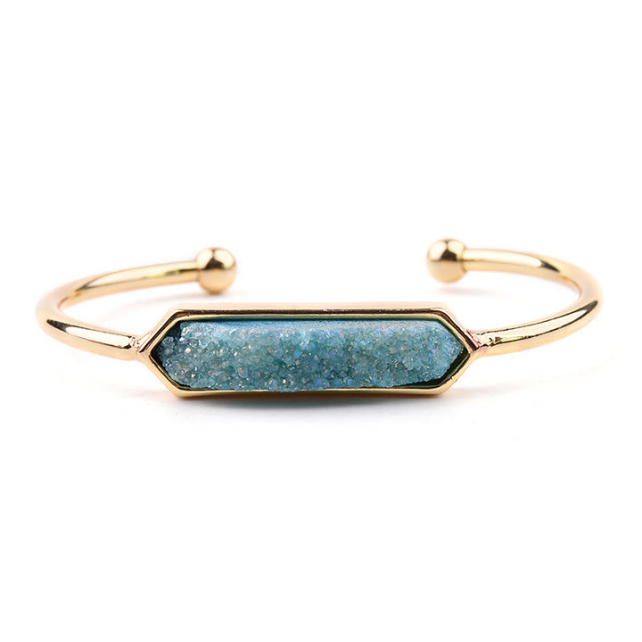 Pulsera de cobre y metal con cristales naturales de Olivenorma