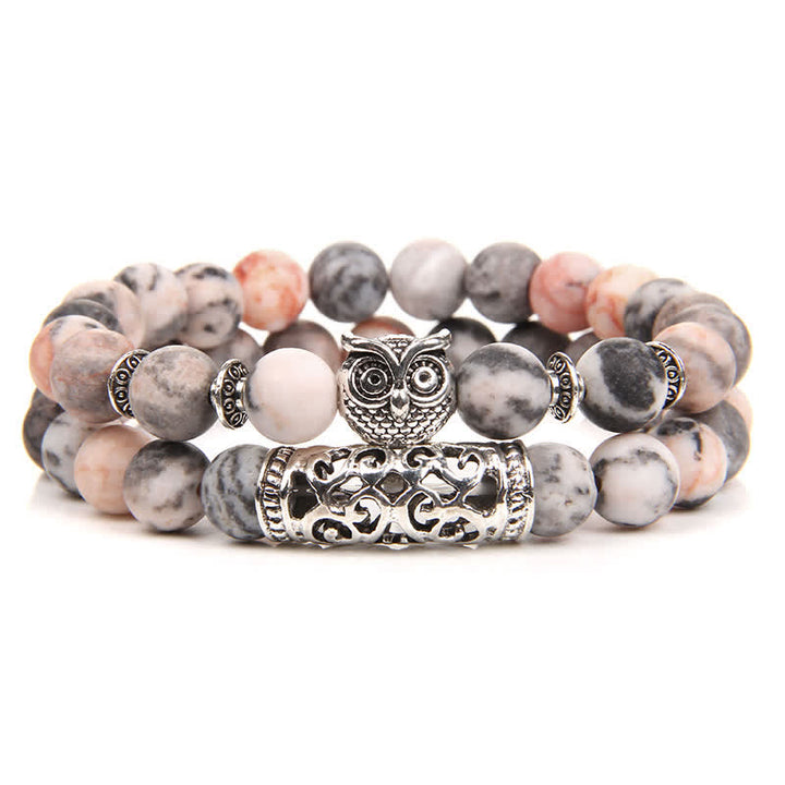 Pulsera de cuentas de cristal natural con forma de búho de Olivenorma 