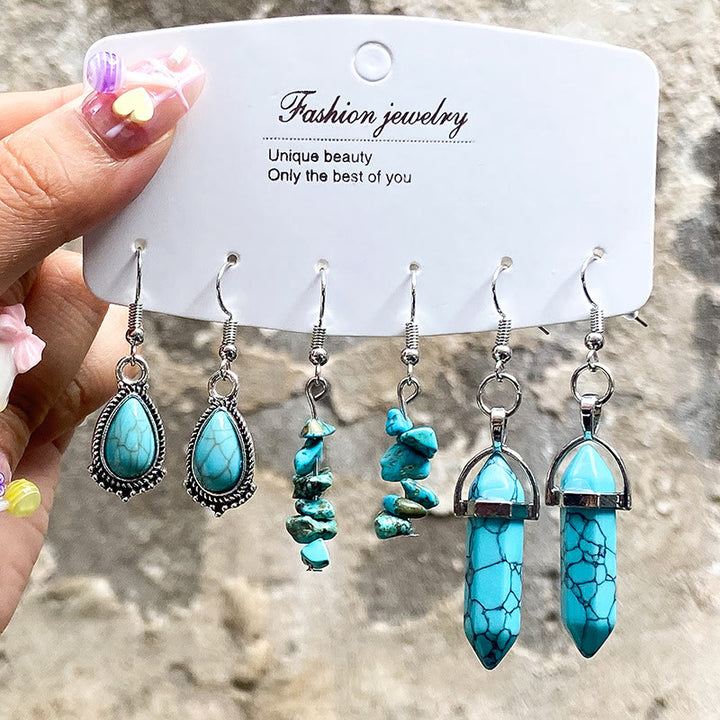 Conjunto de collar multicapa con pendientes y turquesa de Olivenorma