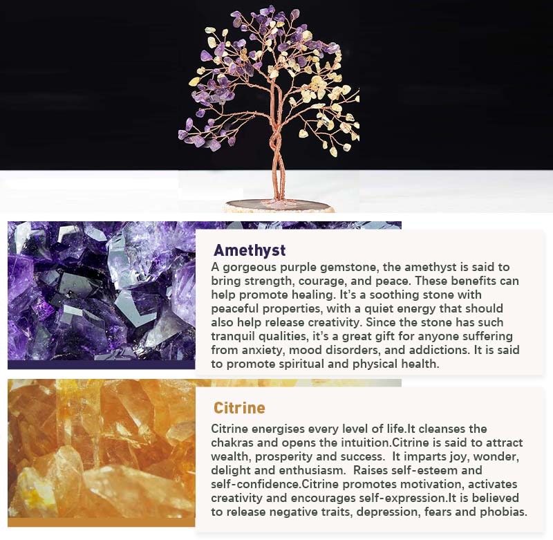 Árbol de Feng Shui con piedra de cristal natural Olivenorma