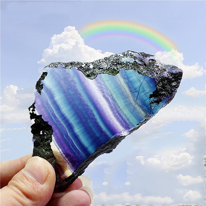 Piedras preciosas de fluorita arcoíris en bruto naturales de Olivenorma para decoración