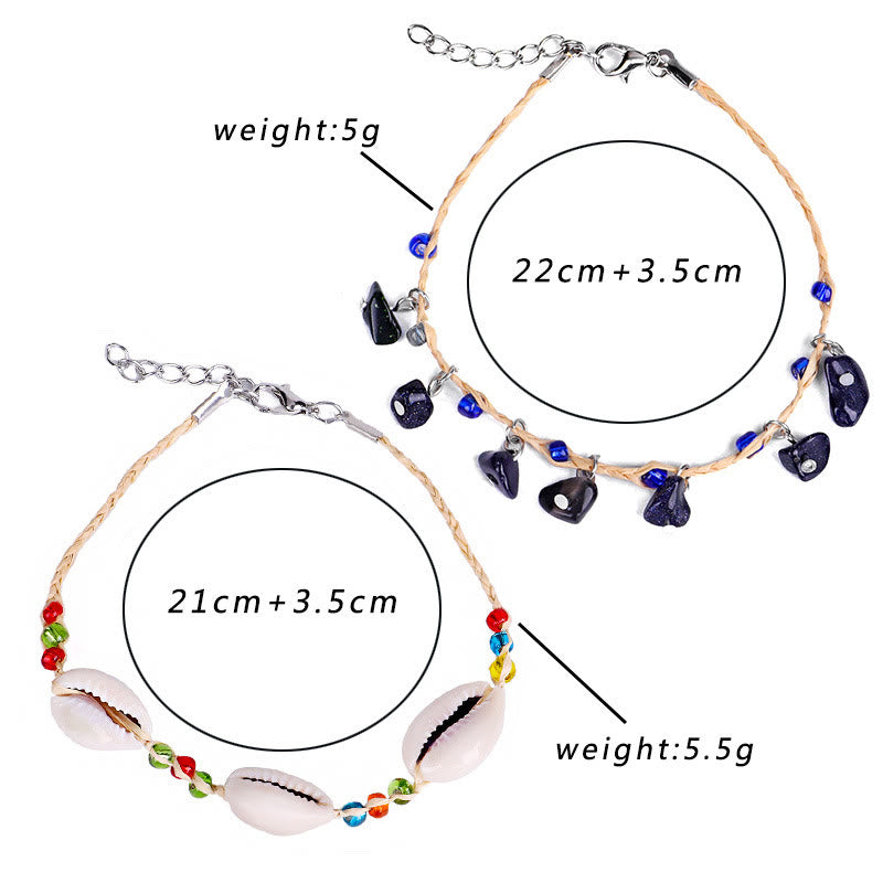 Pulsera tobillera con colgante de grava de cristal natural de Olivenorma