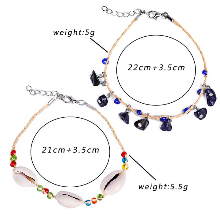 Pulsera tobillera con colgante de grava de cristal natural de Olivenorma