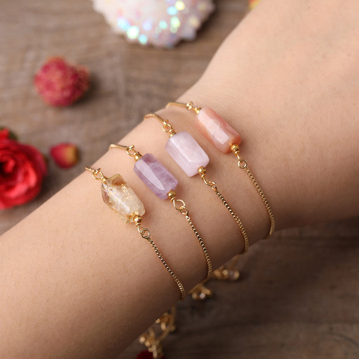 Pulsera de cadena de metal con piedras prismáticas de cristal natural de Olivenorma