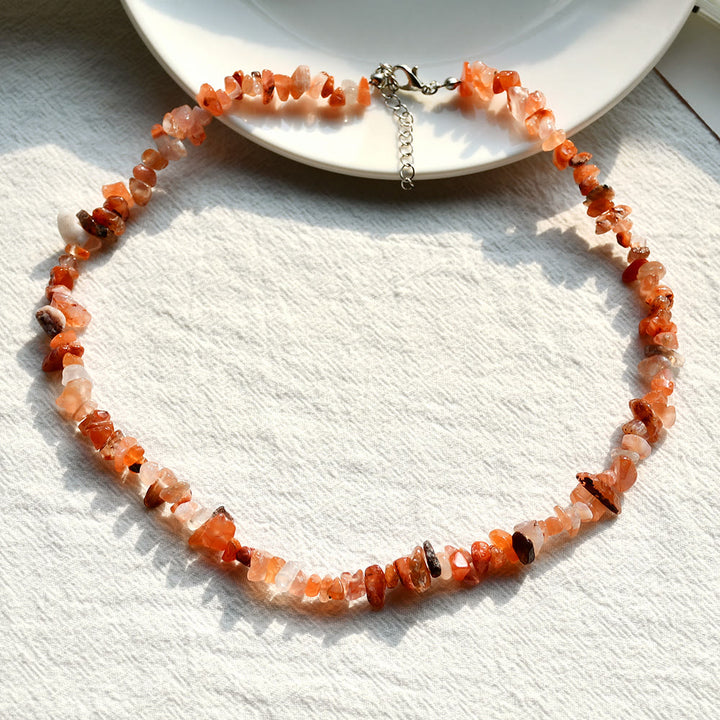 Collar de piedra de cristal pulida de forma irregular de Olivenorma