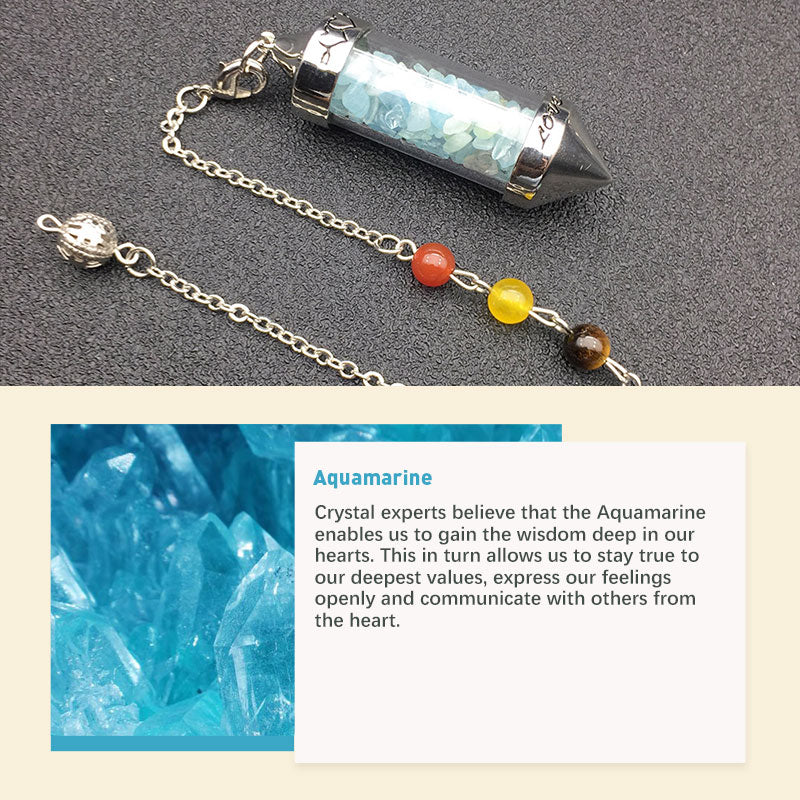Péndulo de meditación de cristal de colores para los chakras