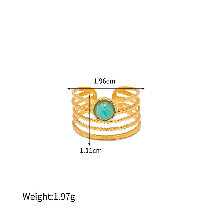 Anillo irregular ajustable de malaquita natural de Olivenorma