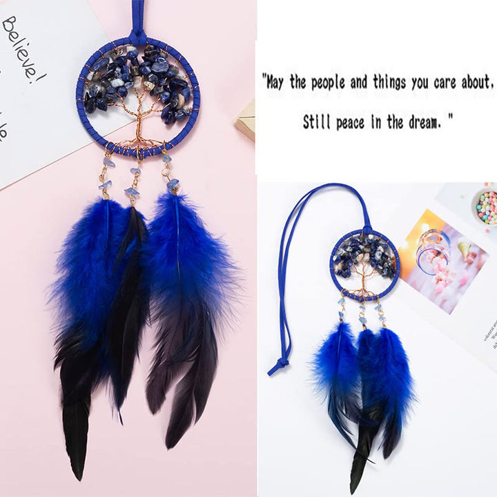 Adorno para coche con atrapasueños de plumas de cristal del árbol de la vida de Olivenorma 