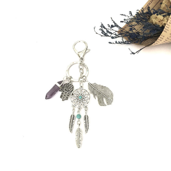 Colgante atrapasueños con piedras preciosas naturales de Olivenorma , llavero Hamsa