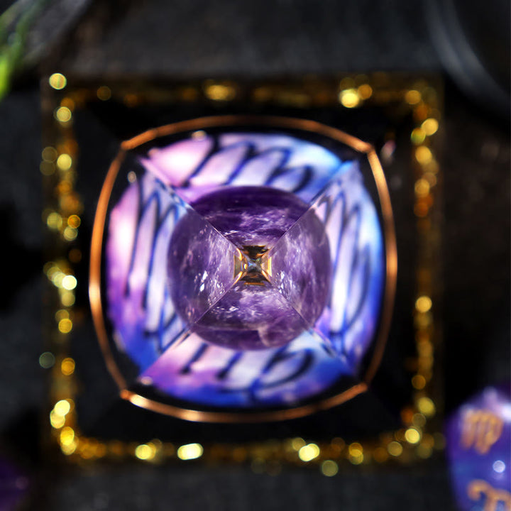Pirámide de orgón de obsidiana con bola de amatista de Olivenorma 