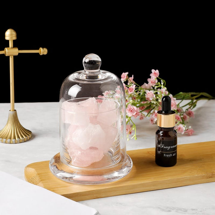 Lámpara de aromaterapia de cristal transparente sin llama con difusor de piedra Olivenorma