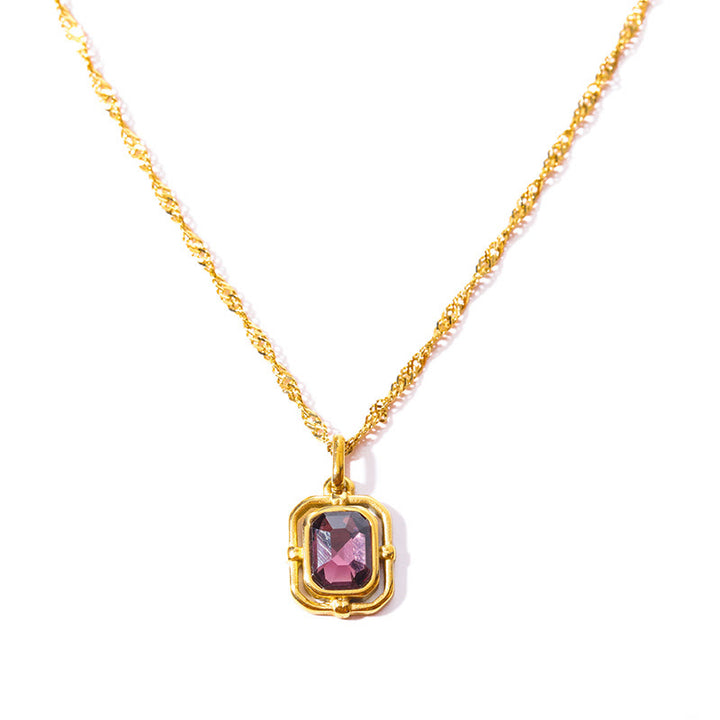 Collar de acero y titanio con circonitas cuadradas y cadena de ondas de agua de Olivenorma 