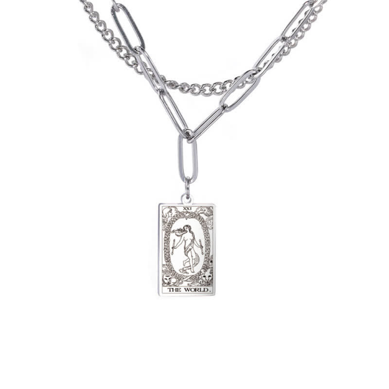 Collar de doble cadena con la carta del tarot de Olivenorma