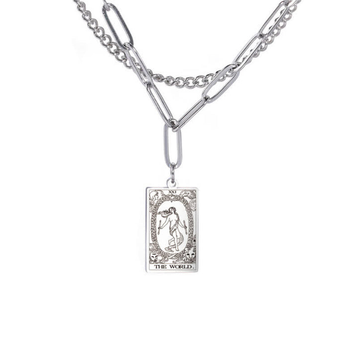 Collar de doble cadena con la carta del tarot de Olivenorma