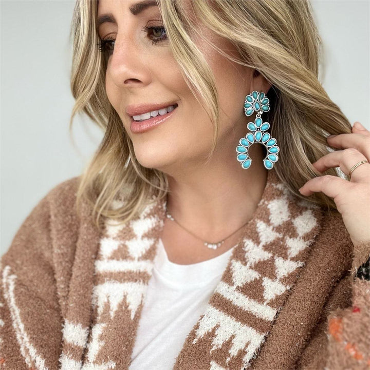 Pendientes bohemios con gotas de turquesa gruesas de Olivenorma