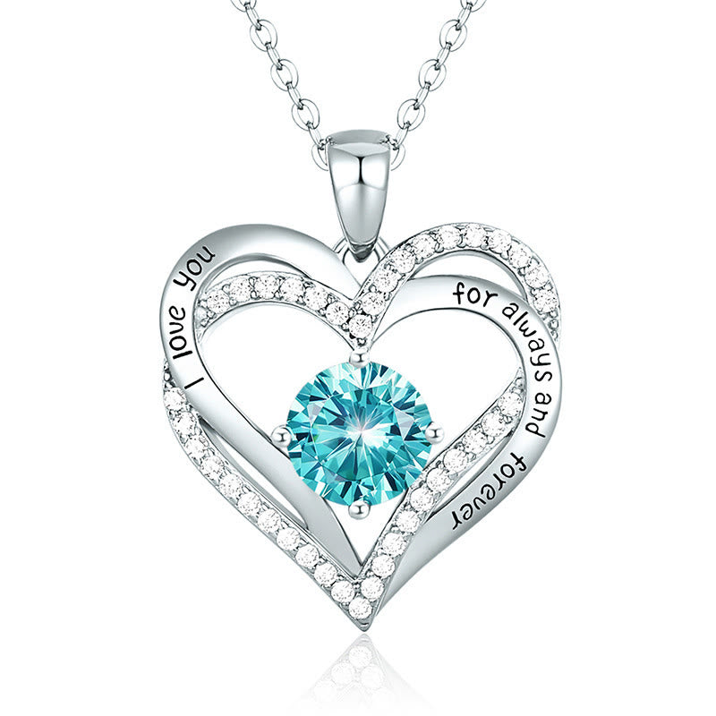 Olivenorma "Te amo por siempre y para siempre" - Collar de corazón en tono de nacimiento 