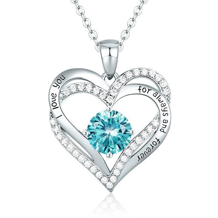 Olivenorma "Te amo por siempre y para siempre" - Collar de corazón en tono de nacimiento 